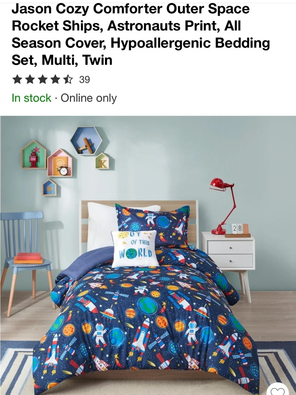 Jason Cozy Outer Space Twin Comforter Set - Navy Blue